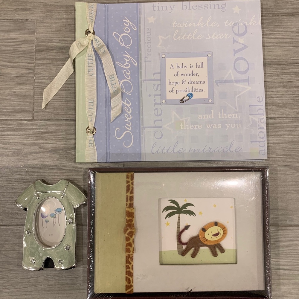 Baby memory book + Papyrus Lion photo album+ frame